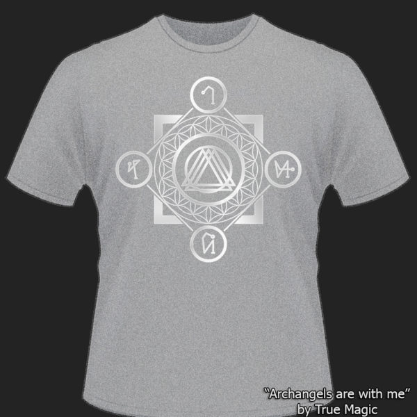 Koszulka damska True Magic „Archaniołowie są ze mną” (srebro i melanż) (Premium!)